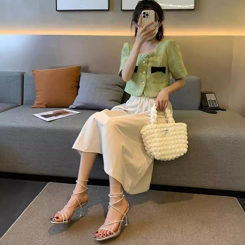 Fashion Elegant Women's Pumps Fashion Silver Rhinestone Sexy Pumps Summer Lady Fine Heel Open Toe Comfort Not Tired Foot Sandalias Mujer