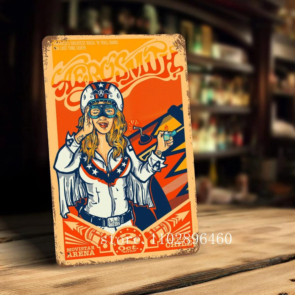 Aerosmith Band Metal Plaques & Signs wall decor Vintage Tin Signs Captain Metal Poster Decor for Bar Pub Club Wall Decoration