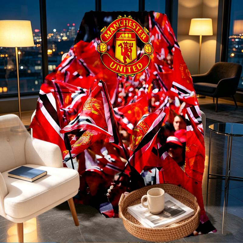 Manchester United F.C. Decke mit Aufdruck - Weich & Bequem, für Schlafzimmer, Reise, Sofa, Heimdekoration - Geburtstags-Weihnachtsgeschenk für Freunde