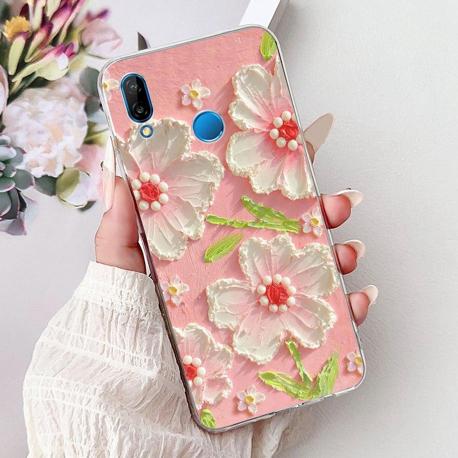 Für Huawei P20 Lite Hülle Beliebte Blume Schmetterling Weiche Klare Silikon Handy Rückseite für Huawei P20Lite Nova 3e ANE-LX1 Bumper