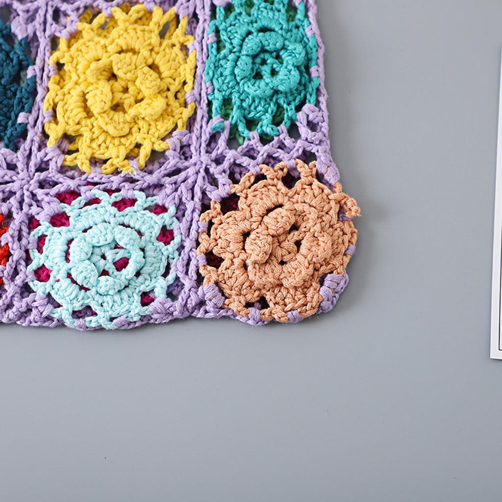 Country Style Crochet Shoulder Bag for Women Girl Knitted Handbag Colorful Tote Bag Travel Hobo Bag Shopping Dating Bag