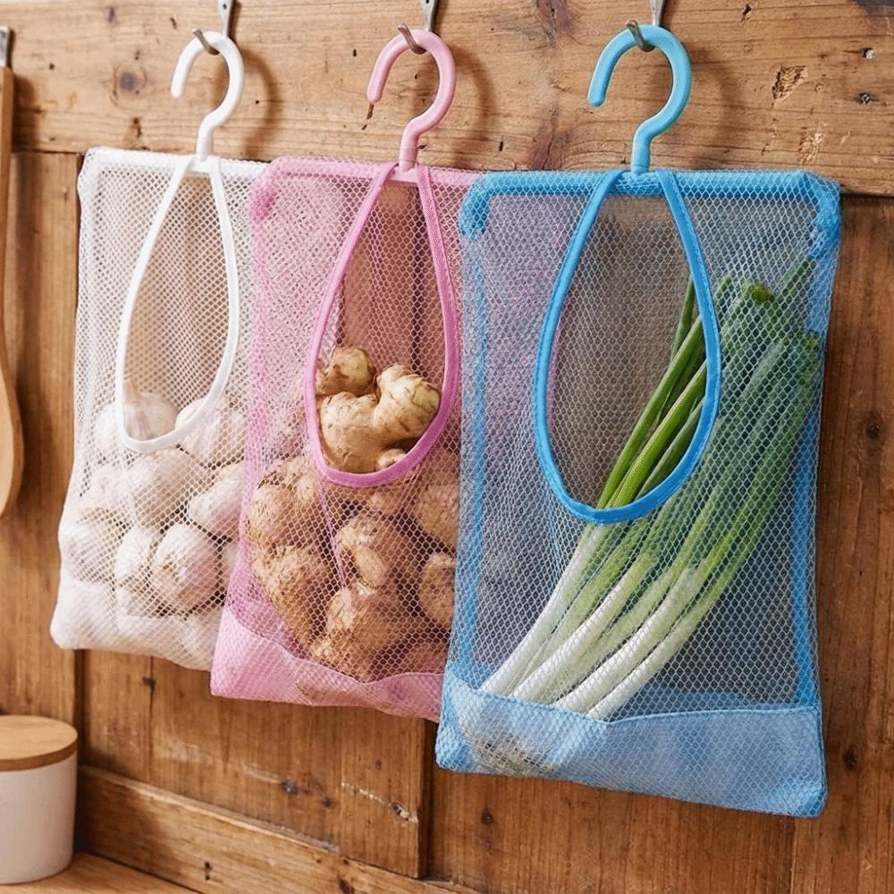 3PCS Quick Dry Hanging Mesh Storage Bag Space Saving Clothespin Mesh Bag Closet