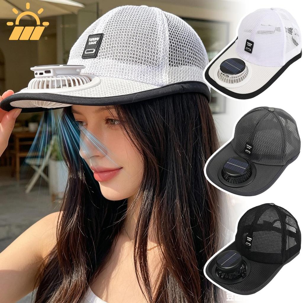 Summer Breathable Mesh Solar Fan Cap Outdoor Sun Protection Baseball Hat with USB Fan