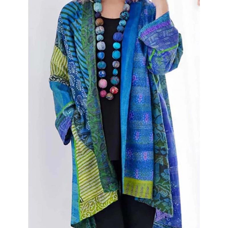 Women's Cardigans Pockets Sweater Vintage Casual Tribal Pattern Streetwear Winter Outerwear Loose Clothing Customized Tops