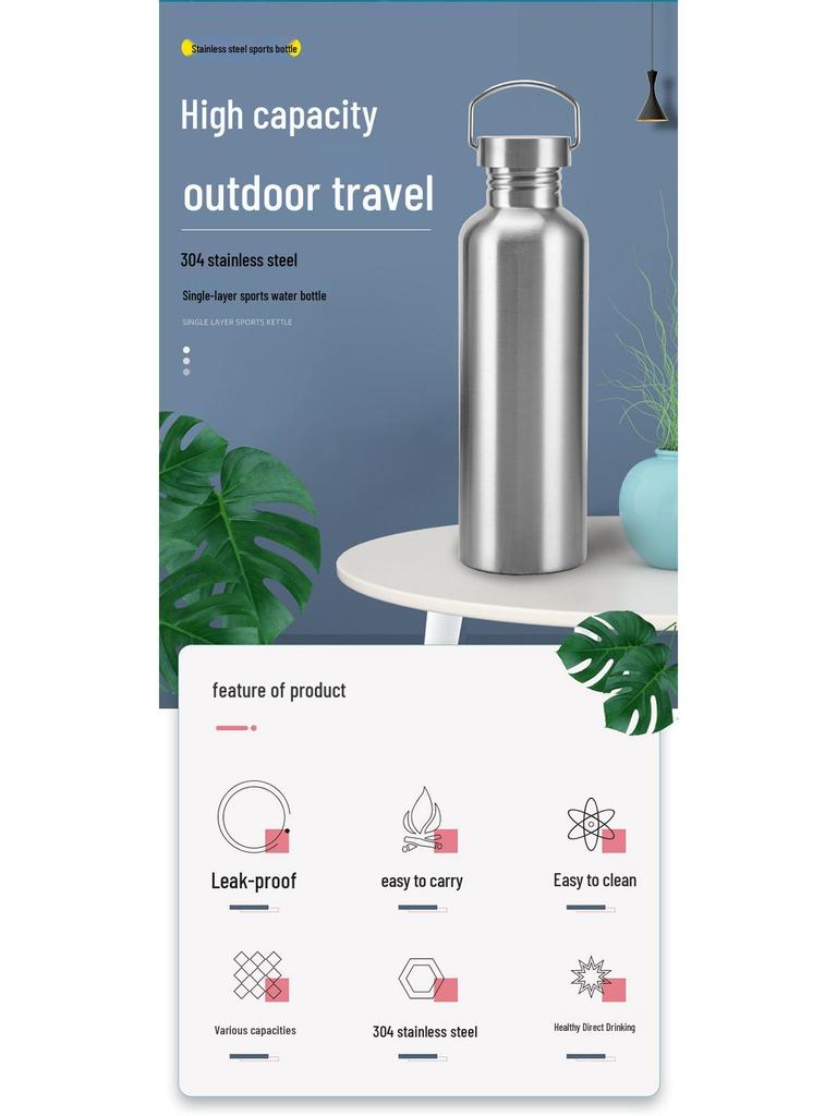 Sport-Wasserflasche im amerikanischen Stil mit weiter Öffnung, 304 Edelstahl, großes Fassungsvermögen, tragbar für den Außenbereich
