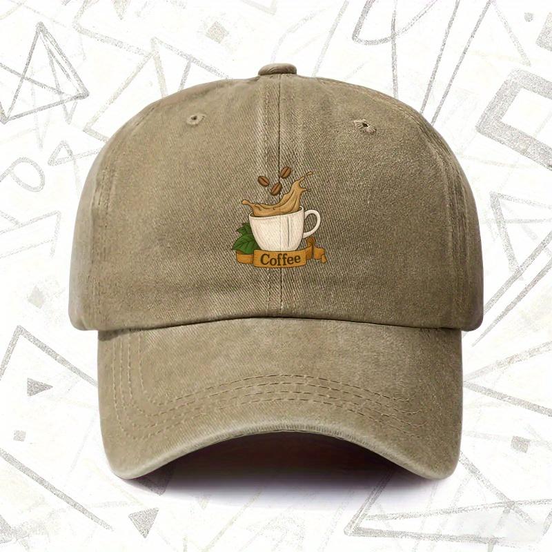 Pc Vintage Washed Hat with Coffee Theme Unisex Solid Baseball Cap Suitable for All Seasons Ideal Gift for Weddings Parties