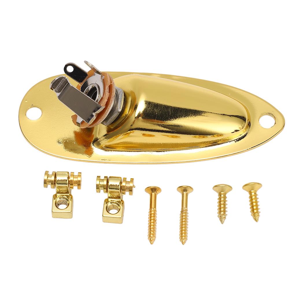 Guitar Input Jack Boat Style 6.35mm Metal Electric Guitar Input Output Socket with 2 String Fixators