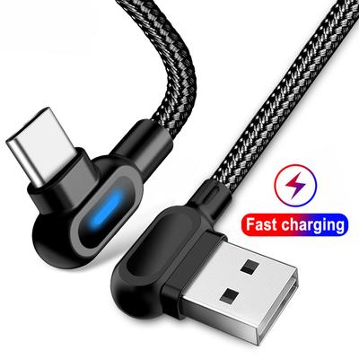 USB Type C Cable Fast Charging 90 Degree USB C Cable For Samsung S8 S9 S10 Xiaomi Mobile Phone Charger iOS Usb Cables