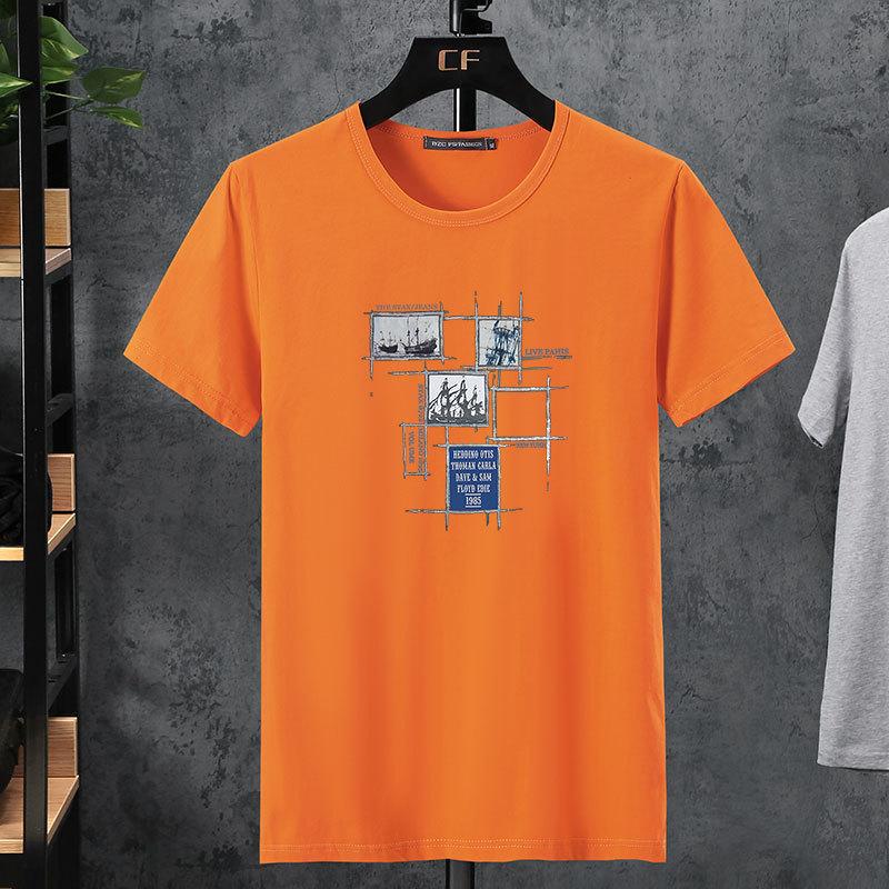 Мужская летняя эластичная мужская хлопковая футболка с короткими рукавами — фото 11