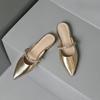 Fashion temperament pointed half drag low heel toe cool slippers for women wearing summer fashion versatile comfortable women's shoes
