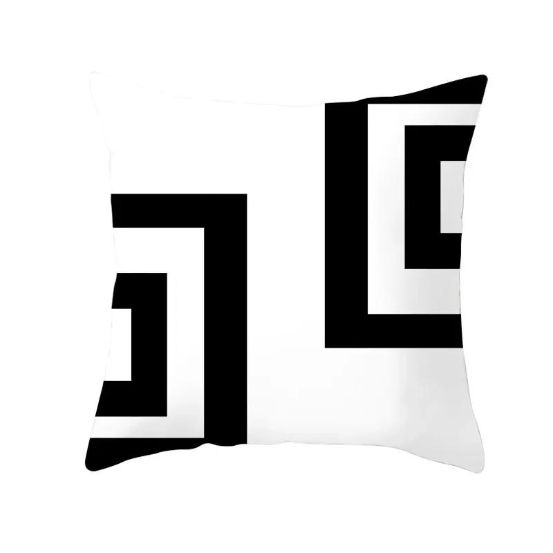 Black White Geometric Pattern Cushion Cover Polyester Sofa  Upholstery Pillowcase Home Decor