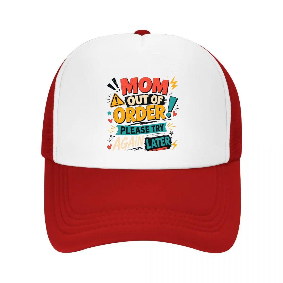Humorous Mom Chaos Warning Typograph Mesh Baseball Cap Casual Hat Outdoor For Womens Unisex FeUnisex One Size