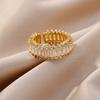 Rectangle Zircon Rings For Women Stainless Steel Opening Ring Luxury Band Trend Engagement Wedding Aesthetic Jewelry Anillos