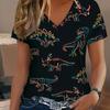 T-shirt da donna a maniche corte con scollo a V
