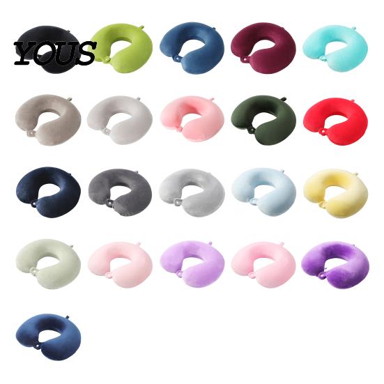 Memory Foam Cushion Travel Neck Pillow, U Shaped Headrest for Airplane Removable Velvet Pillow Cover Car, Soft Support Office Nap, Washable