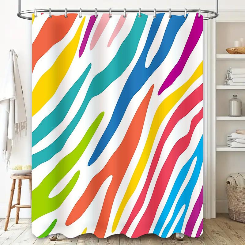 Colorful Abstract Shower Curtain Modern Art Bathroom Decor Waterproof Fabric Liner Set Artistic Pattern Home Textile