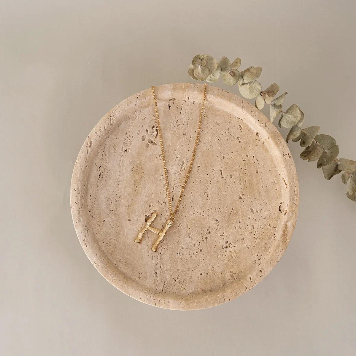 Поднос из бежевого травертина и мрамора с ножкой — фото 4