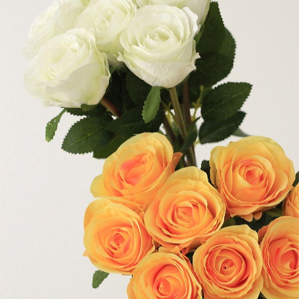 Realistic Simulation Rose Flower Real Touch Fake Flowers  Outdoor Garden Decor