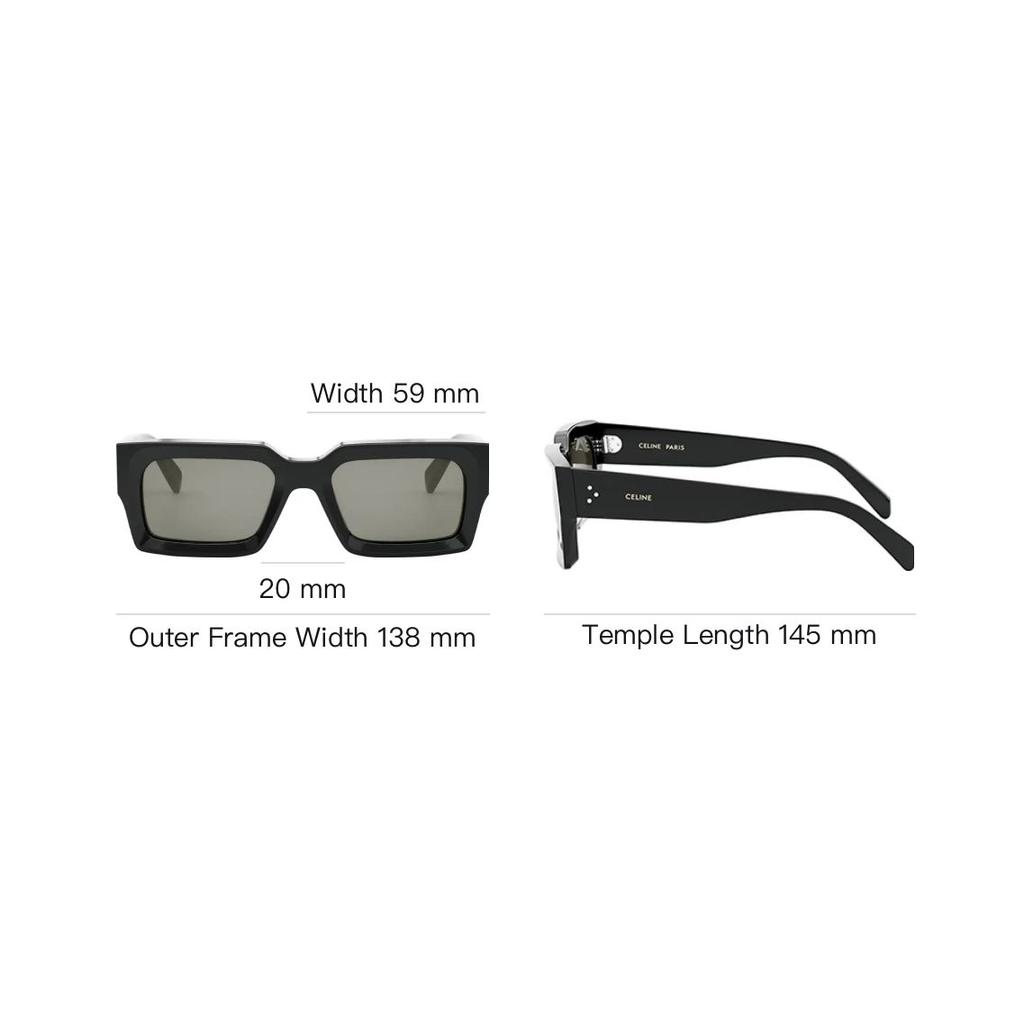 Celine Occhiali da Sole Rettangolari Specchiati con Logo Occhiali da Sole Uomo Nero CL40280U01A