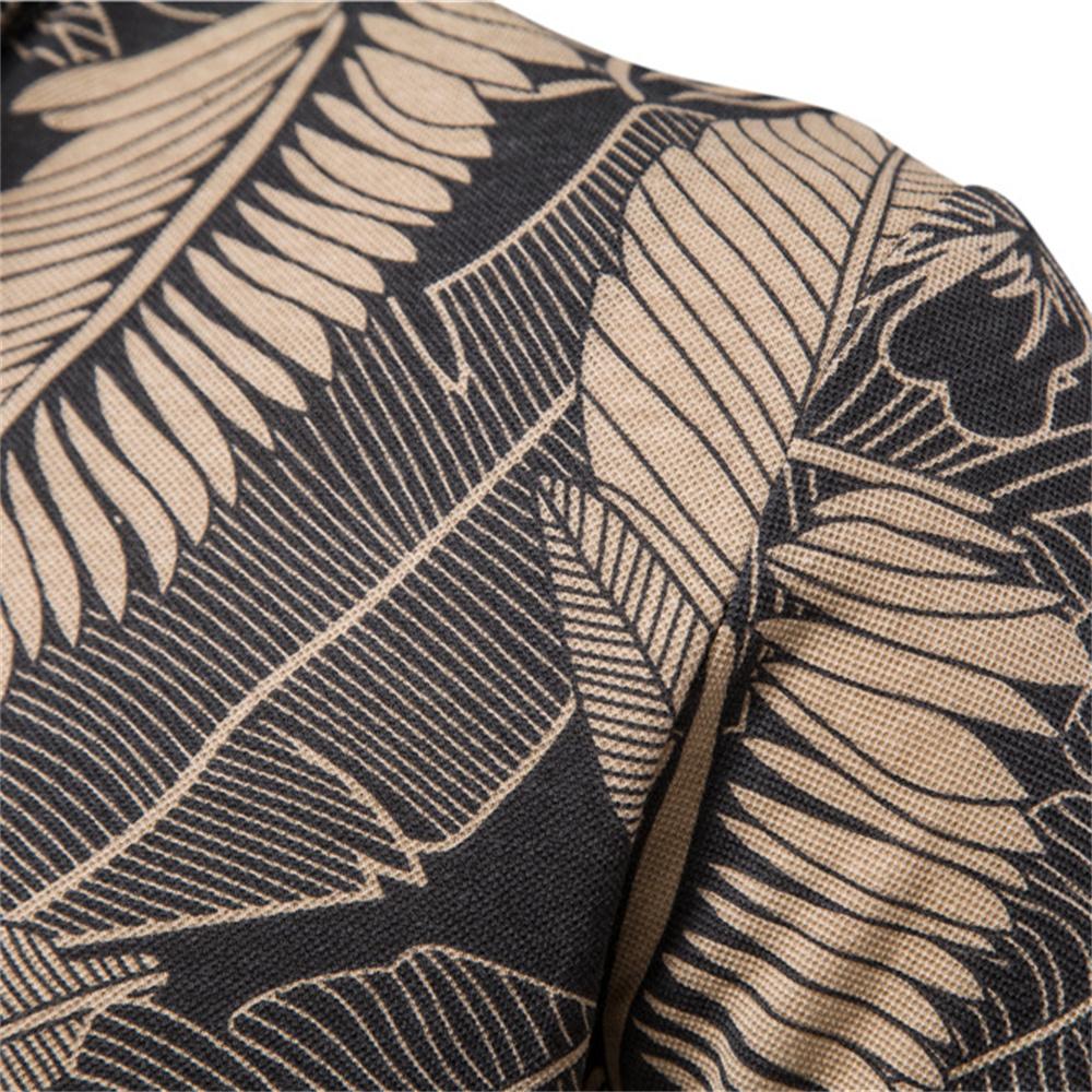 AIOPESON Hawaii-Stil, 100 % Baumwolle, Poloshirts für Herren, kurzärmelig, hochwertiges Blatt-gedrucktes Herren-Poloshirt, T-Shirt, Sommershirt für Herren
