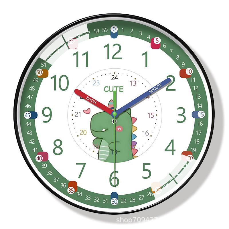 11-Inch Rainbow Learning Clock Early Education Student Wall Clock Large Size Children's Room No Punching