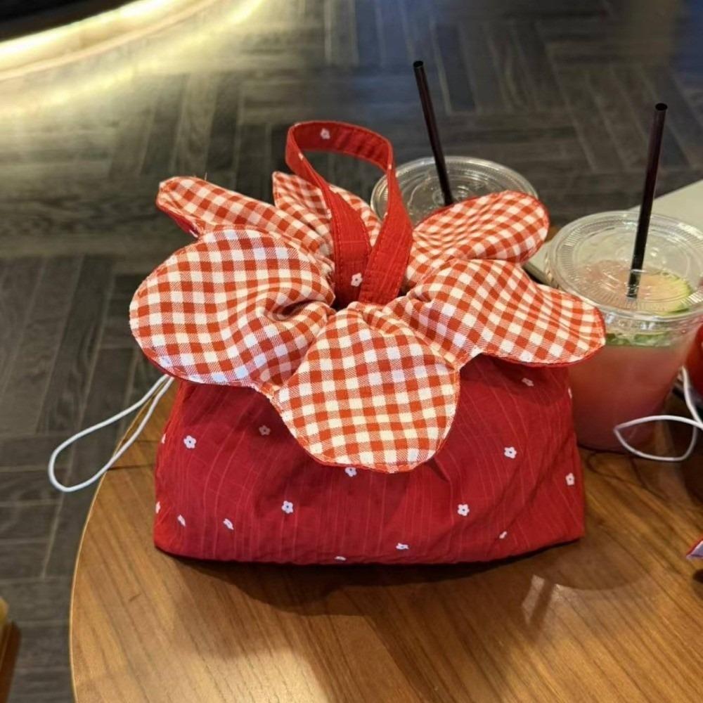 Double-Sided Phone Pouch Cute Plaid Clutch Purse Ins Style Bucket Bag Dating красный