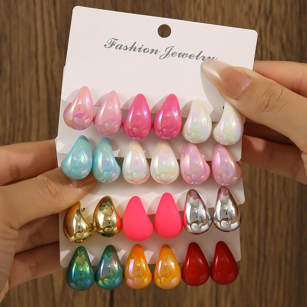 Explosive color water drop earrings niche simple fashion gradual change color earrings earrings