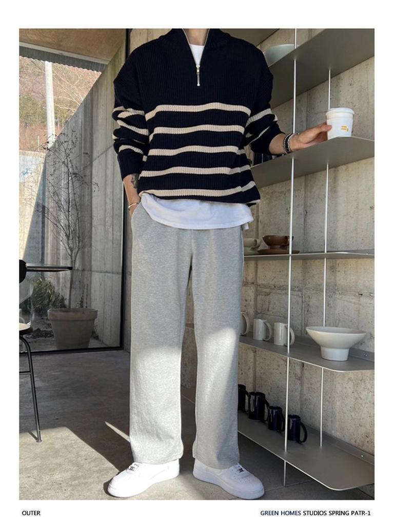 Men’s Trendy Loose Knit Striped Sweater - Japanese & Korean Style, Autumn/Winter Pullover