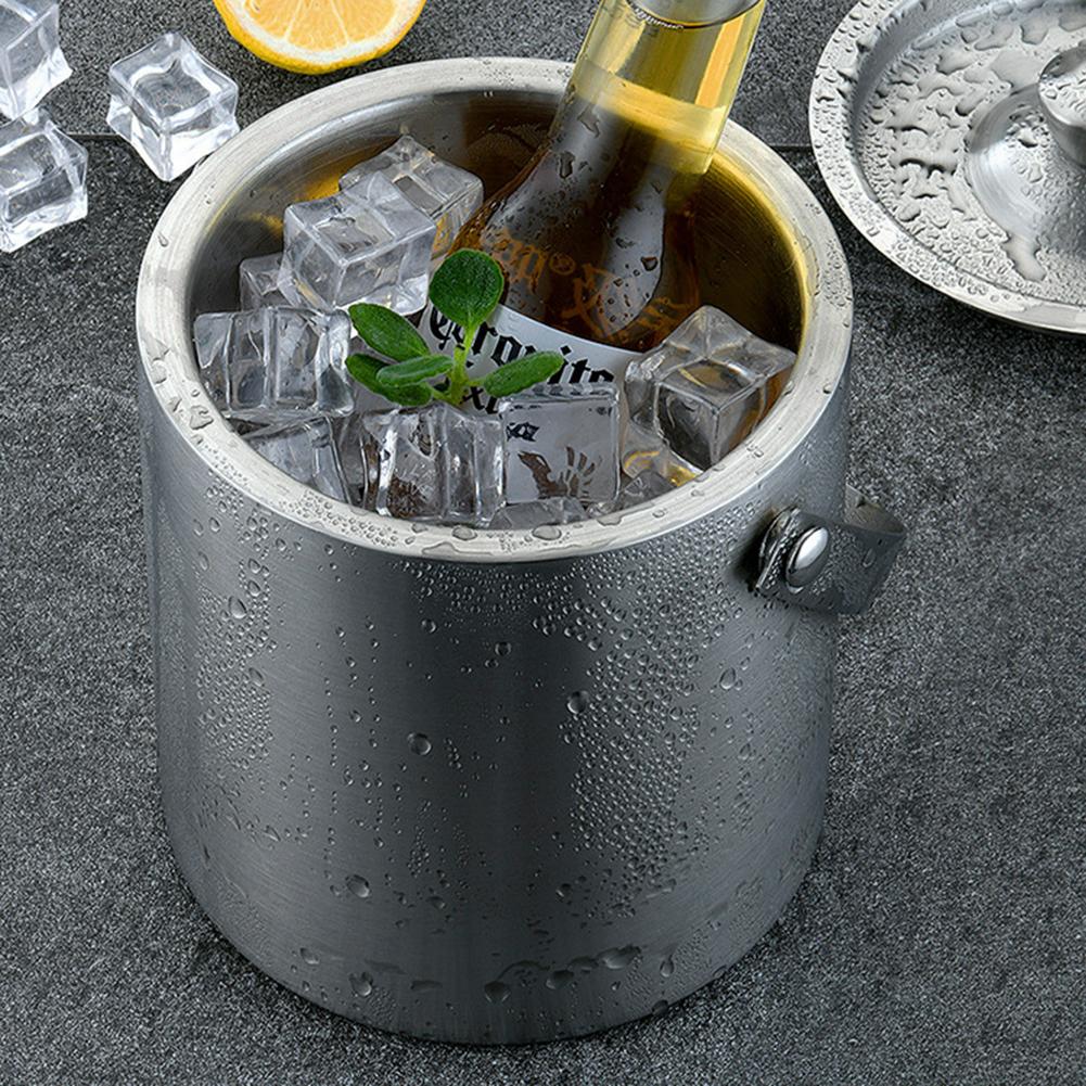 Double Wall Stainless Steel Insulated Ice Bucket Insulated Chilling Ice Bucket Great for Home Bar Chilling Beer Champagne Wine
