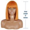 MISSQUEEN Orange kurze Bob-Perücke, gerade, Pony, synthetische Perücke, Schwarz, Rot, für Damen, täglicher Gebrauch, Hochtemperaturfasern