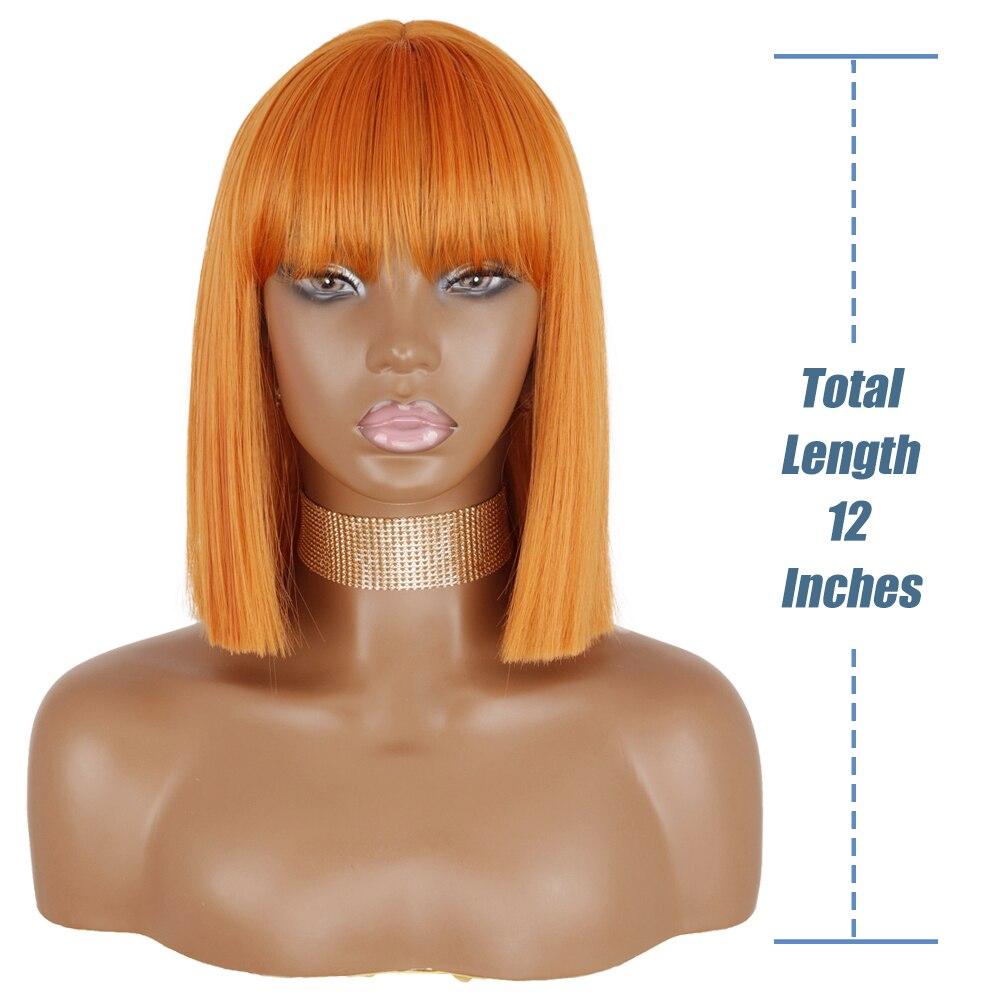 MISSQUEEN Orange kurze Bob-Perücke, gerade, Pony, synthetische Perücke, Schwarz, Rot, für Damen, täglicher Gebrauch, Hochtemperaturfasern