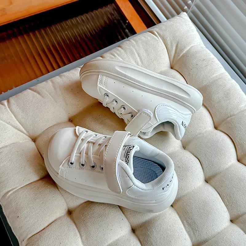 Kids Platform Sneakers 2024 Autumn Boys Sports Running Soft Chunky Trainers Toddler Girls Fashion Brand Casual White Shoes