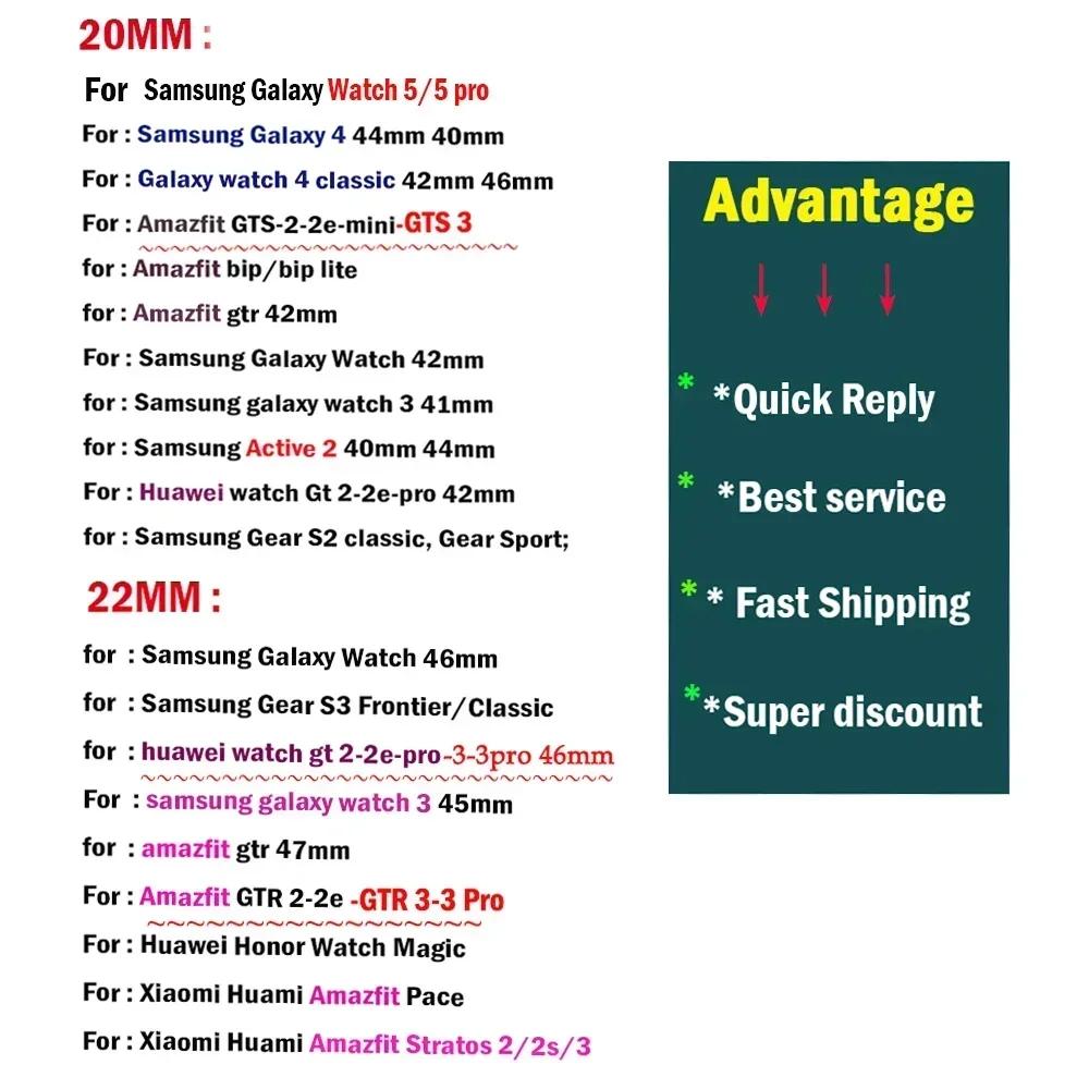 20mm/22mm Nylon Loop For Samsung Galaxy Watch 7/6/4/Classic/3/5/pro/Active 2 Sport Breathable Band Huawei Watch GT 4-3-2e Strap