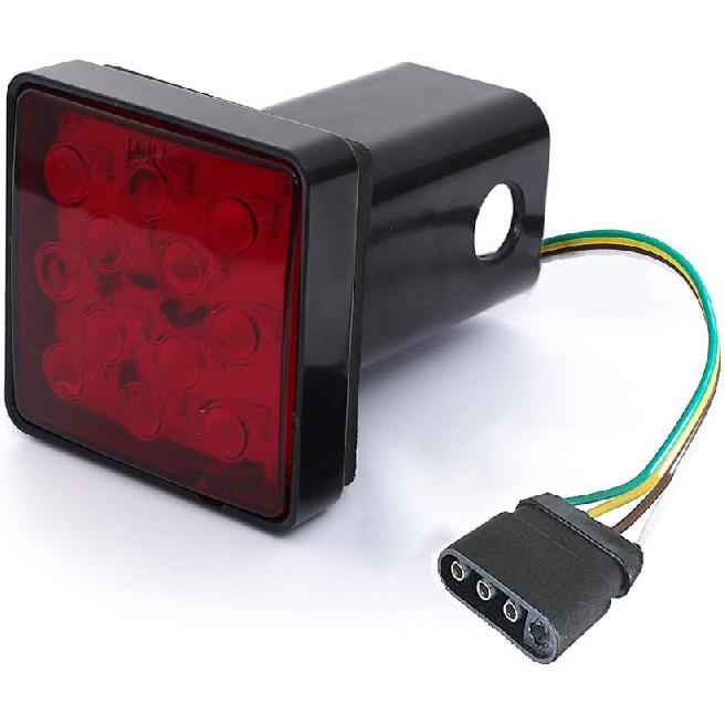 CZC AUTO Red Lens Trailer Hitch Cover with 12 LED Brake Light Fit 2" Receiver