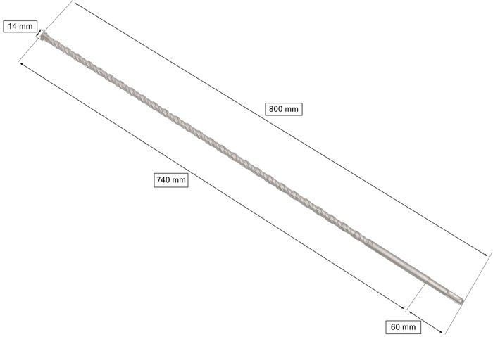 SDS+ Drill Bit - KOTARBAU - 14 X 800 Mm - Metal Alloy - Hardened Steel - SDS+ Mount