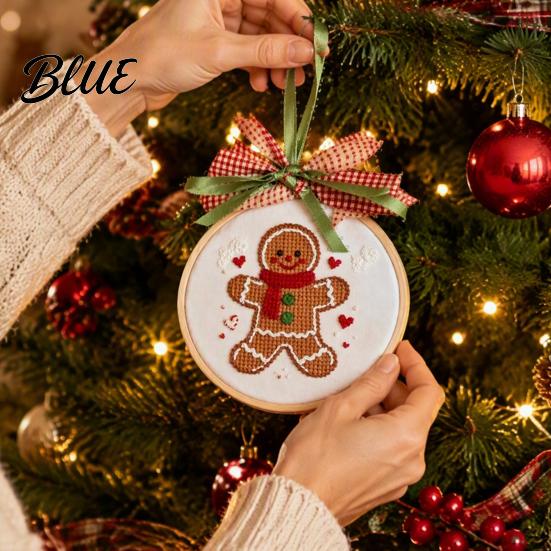 Handmade Craft Gift for Adults Christmas Embroidery Ornament DIY Kit, Beginner-Friendly Stitching Set with Healing Experience All Tools, Wall Hanging