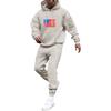 Men's Solid Color Flag Print Hooded Universal Versatile Hooded Sweatshirt Sweatpants Casual Sports Suit
