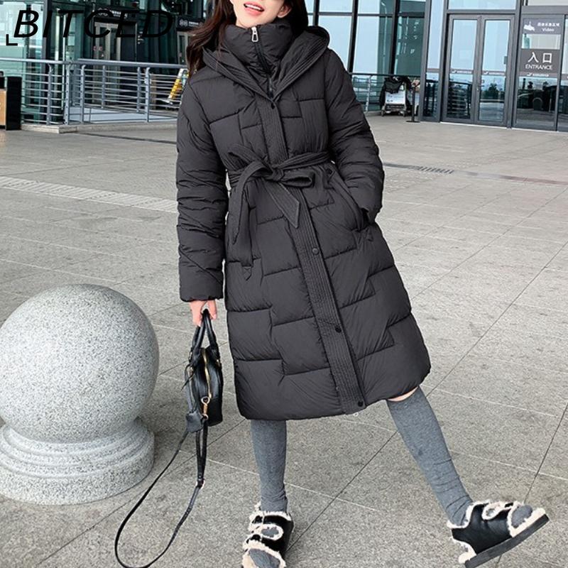 BITCED Women's Down-Filled Cotton Coat - Autumn/Winter Mid-Length, Elegant and Tailored, Knee-Length, Thickened Outerwear