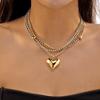 European O-Chain Heart Necklace: Bold Paperclip Clavicle Chain for Women