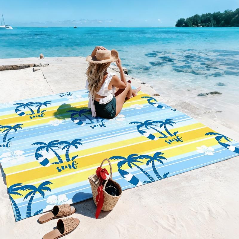 1pc Beach Blanket Waterproof Sandproof Oversized Large Beach Mat Quick Drying&Compact&Lightweight Picnic Mat Vacation Essentials