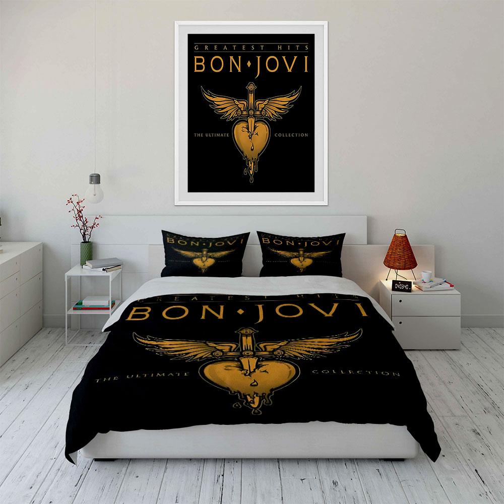 """Bon Jovi Beddengoed Set Zwart""" Beddengoed Dekbedovertrek Set Dekbedovertrek Kussenslopen"""  (1 * Dekbedovertrek 2 * Kussenslopen, zonder dekbedvulling)