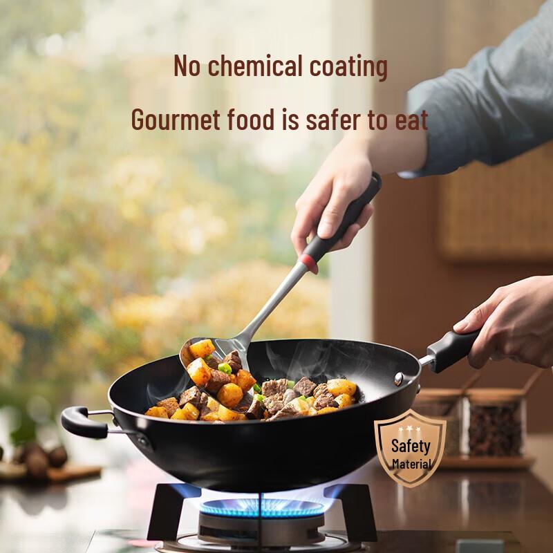 SUPOR 32cm Gusseisen-Wok mit stehendem Deckel