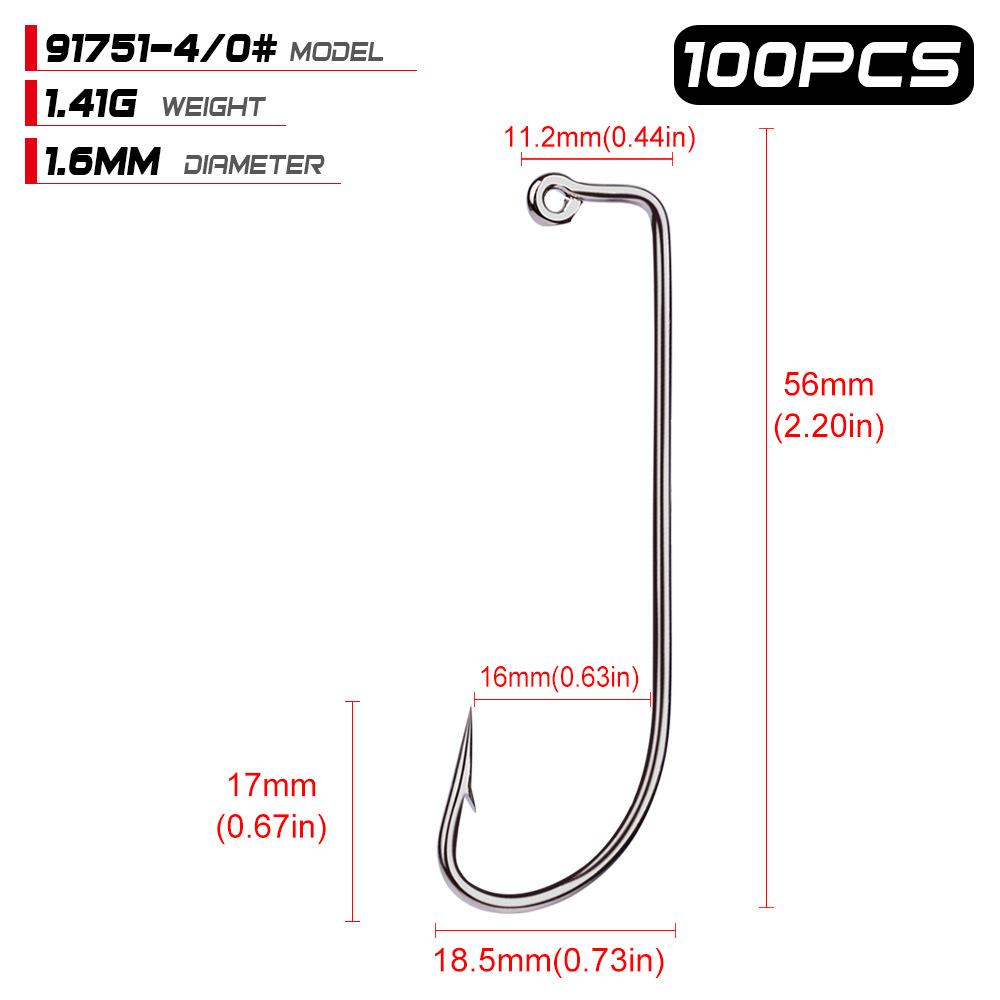 Proberos Fishing Gear Soft Insect Hook with Barb Hook 100 Pieces/pack of Loose High Carbon Steel