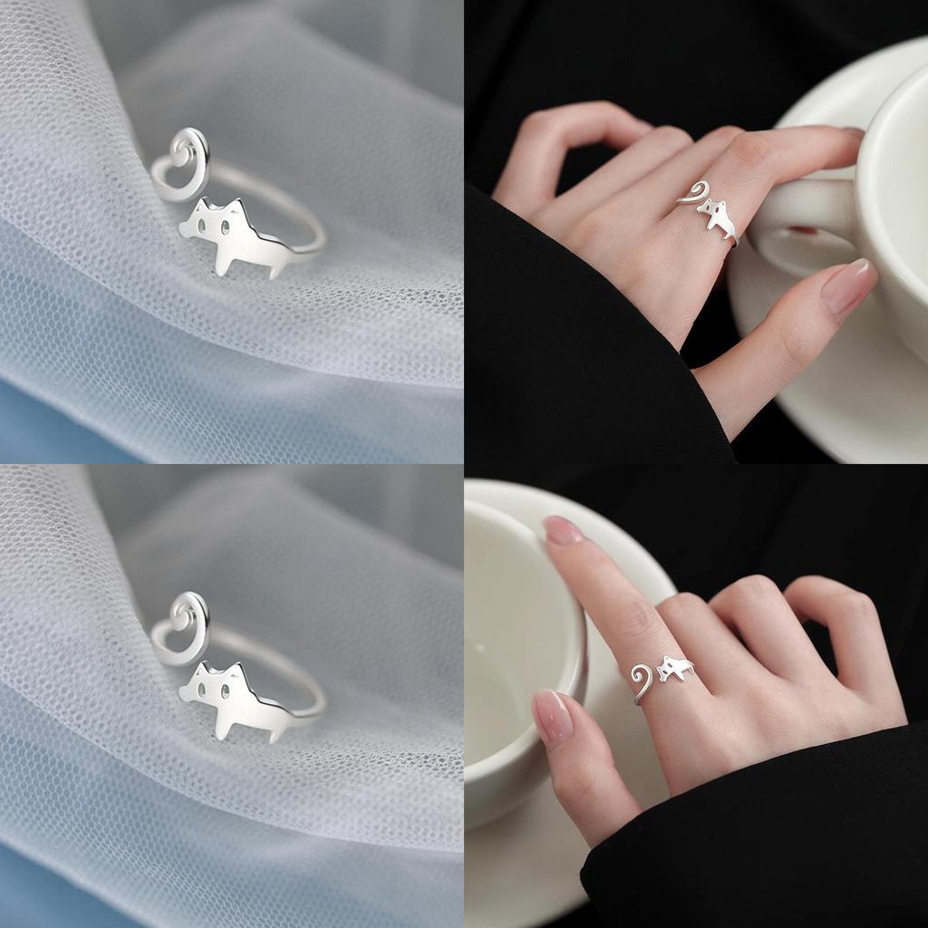 Cat Unique Adjustable Ring For Women Elegant Ins Style Copper Jewelry 2023 Spring