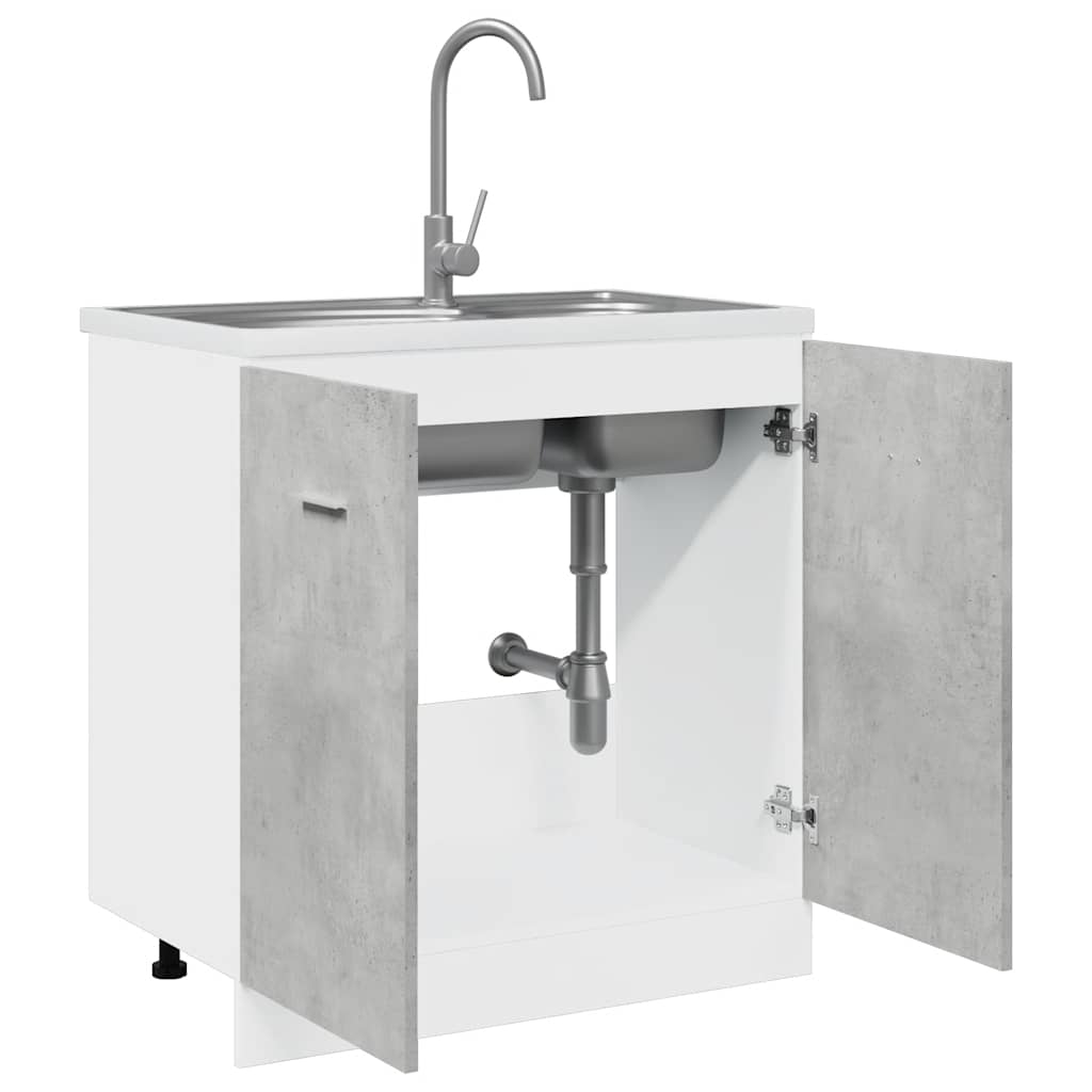 Lyon kitchen sink base cabinet in concrete gray 80x46x81.5 cm wood composite