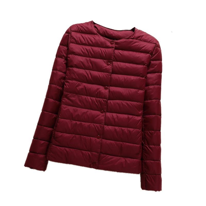Womens Lightweight Packable Down Jacket No Collar Slim Fit Short Puffer Coat Winter