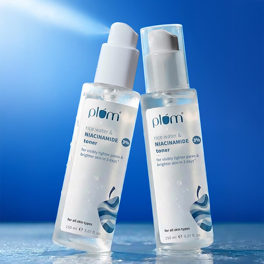 Plum 3% Niacinamid & Reiswasser Gesichtswasser 150 ml 2er-Pack | Alkoholfrei, Aufhellend, Glättend für die Haut