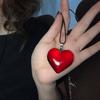 Červený skleněný srdcový náhrdelník Romantický srdcový choker Červený poloprůhledný srdcový náhrdelník Dárek pro ženy
