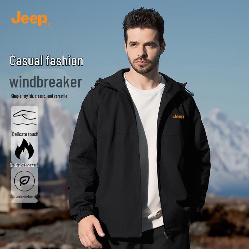 

JEEP Men s Hooded Windproof Casual Jacket M