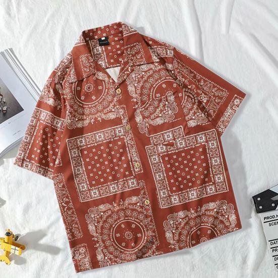 Pánská košile s klasickým límcem, ve vintage stylu, z měkké látky, volného střihu, letní topy pro každodenní nošení